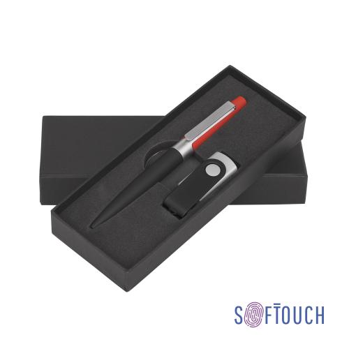Набор ручка + флеш-карта 8 Гб в футляре, черный/желтый, покрытие soft touch #