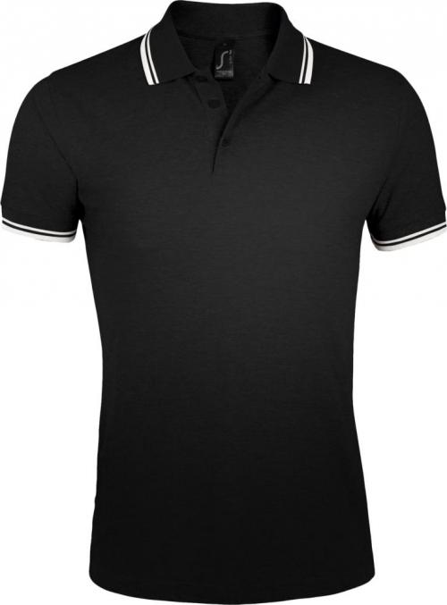 Рубашка поло мужская Pasadena Men 200 с контрастной отделкой черная с белым, размер L