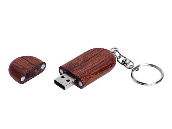 USB 2.0- флешка на 64 Гб овальной формы и колпачком с магнитом