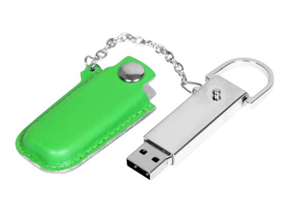 USB 2.0- флешка на 32 Гб в массивном корпусе с кожаным чехлом