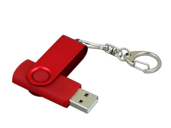 USB 2.0- флешка промо на 64 Гб с поворотным механизмом и однотонным металлическим клипом