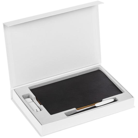 Коробка Silk с ложементом под ежедневник, флешку и ручку, белая