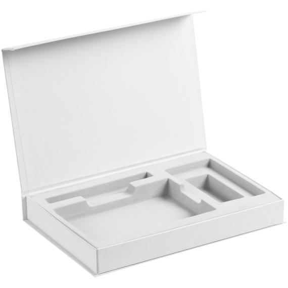 Коробка Silk с ложементом под ежедневник, аккумулятор и ручку, белая