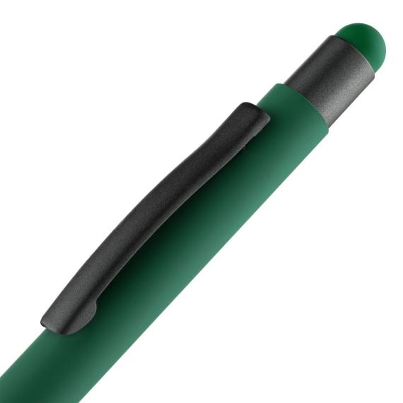 Ручка шариковая со стилусом Digit Soft Touch, зеленая