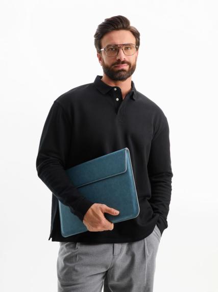 Рубашка поло оверсайз с длинным рукавом Heritage, черная, размер XS