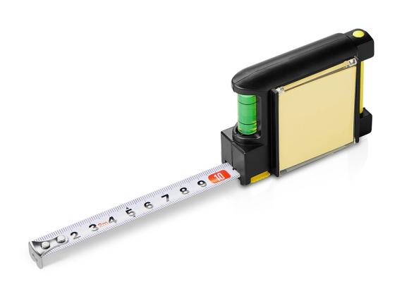 Рулетка на 2 м с уровнем и блоком для записей «Nerd»