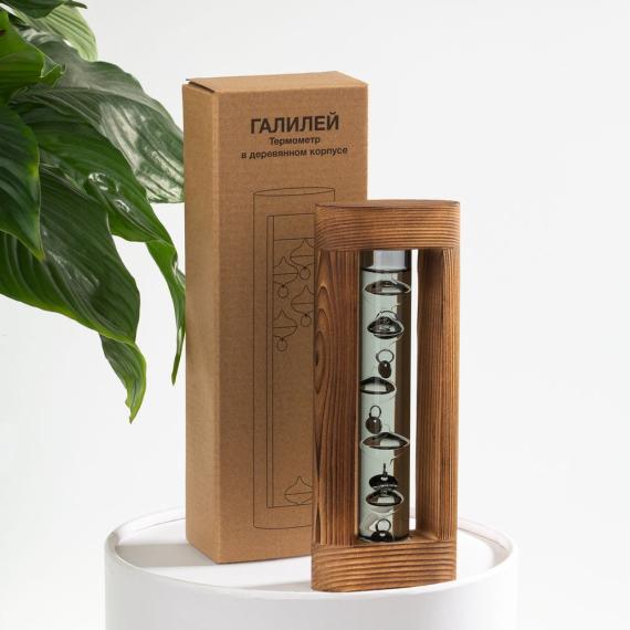 Термометр «Галилей» в деревянном корпусе, серый