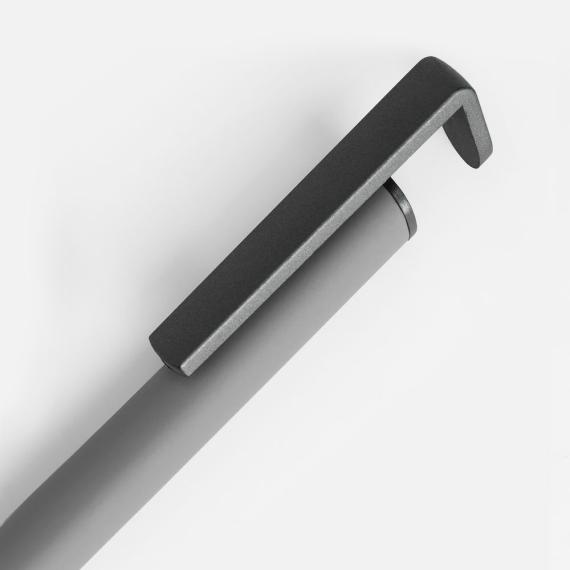 Ручка шариковая Standic с подставкой для телефона, серая