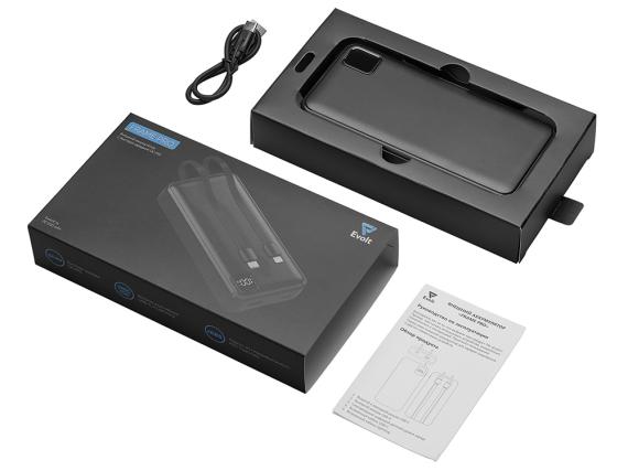 Внешний аккумулятор со встроенными кабелями «Фрэйм Про», быстрая зарядка, 20000мач