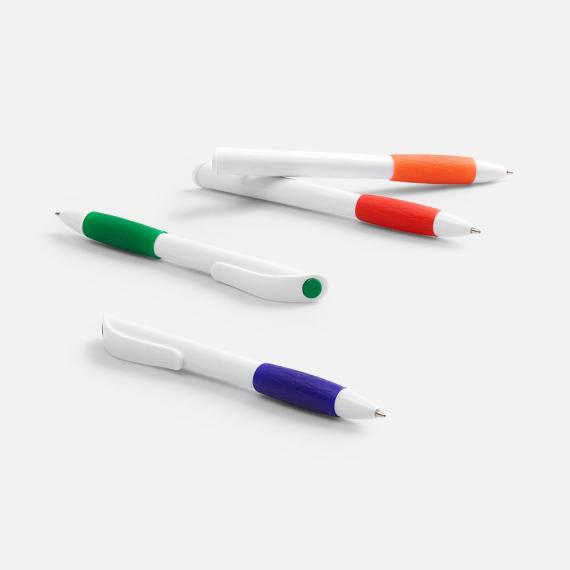 Ручка шариковая Grip, белая с оранжевым