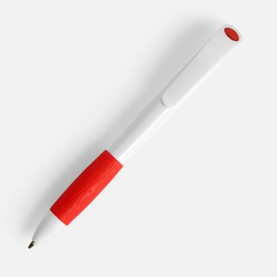 Ручка шариковая Grip, белая с красным