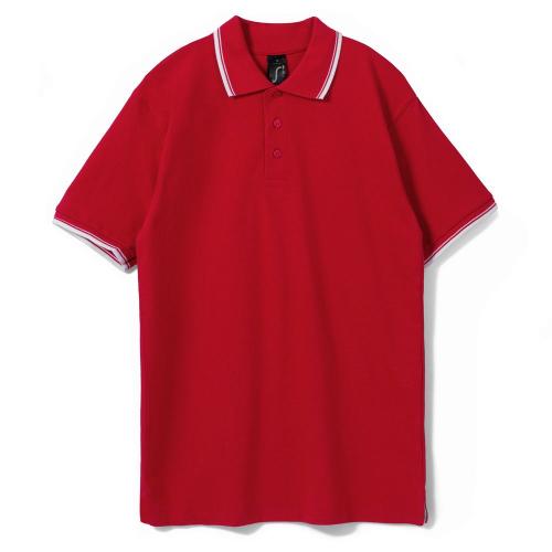 Рубашка поло мужская с контрастной отделкой Practice 270, красный/белый, размер S